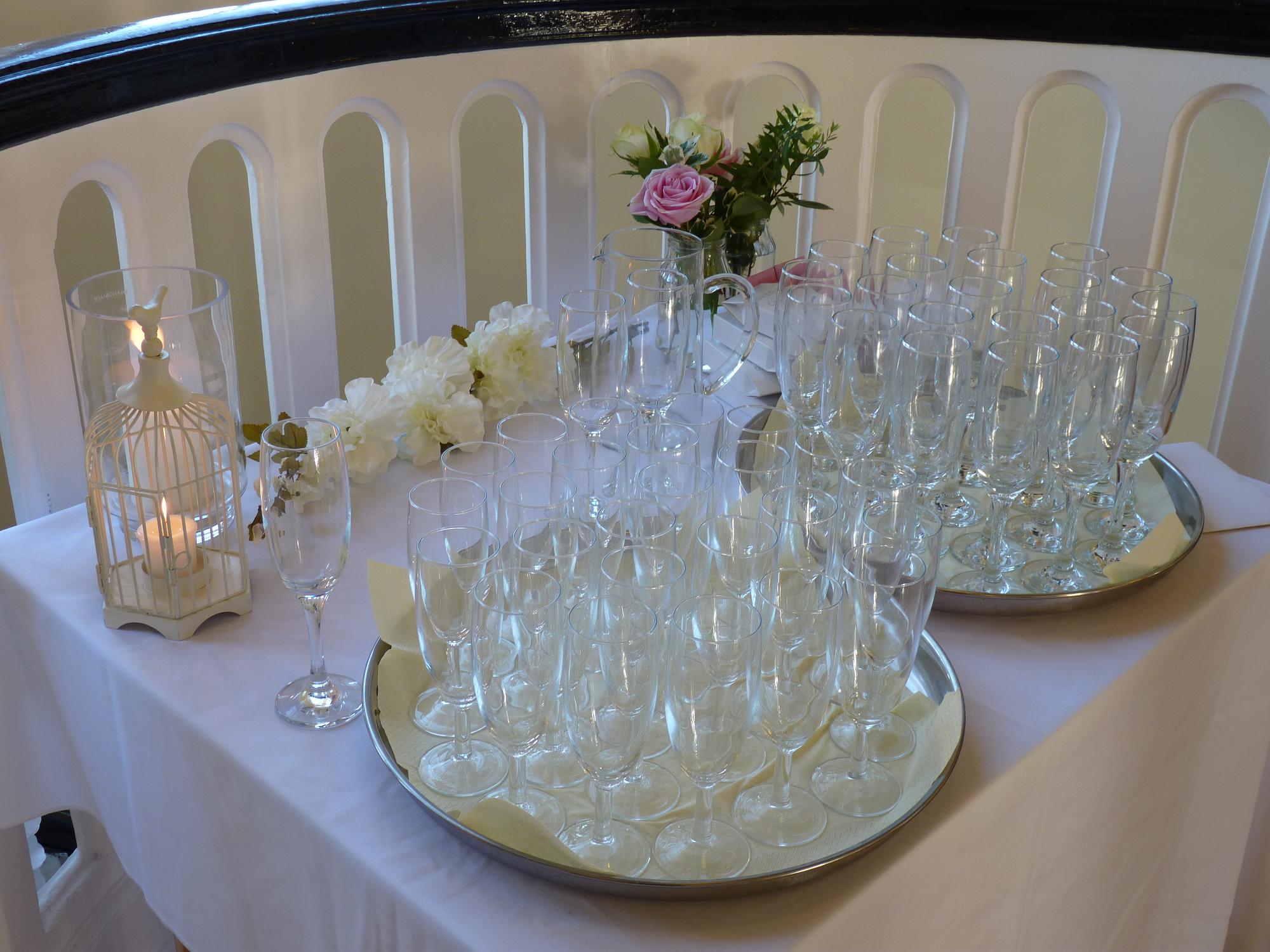 Champagne glasses, wedding toast, Lutterworth Town Hall